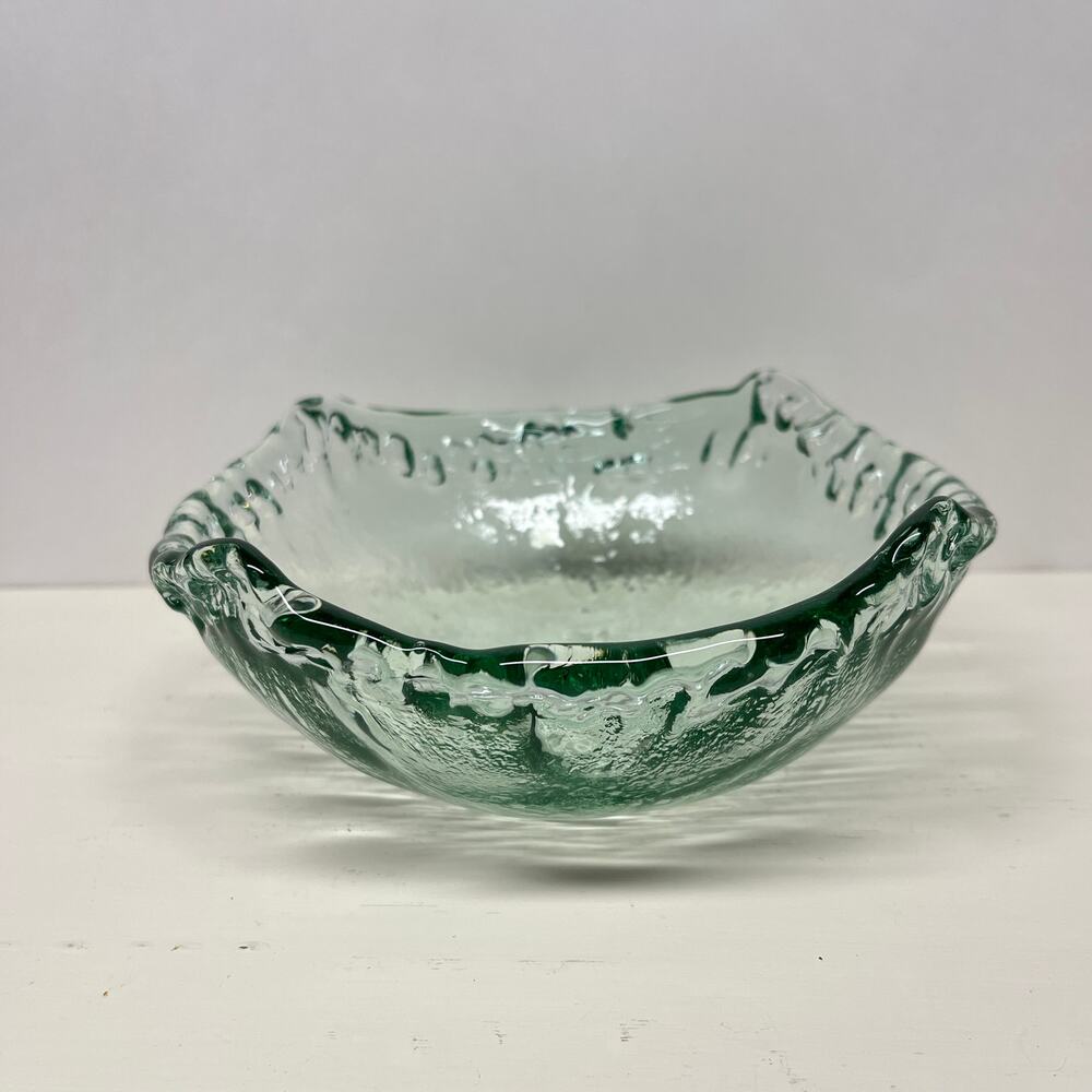 Recycled Green Art Glass Textured Round Bowl